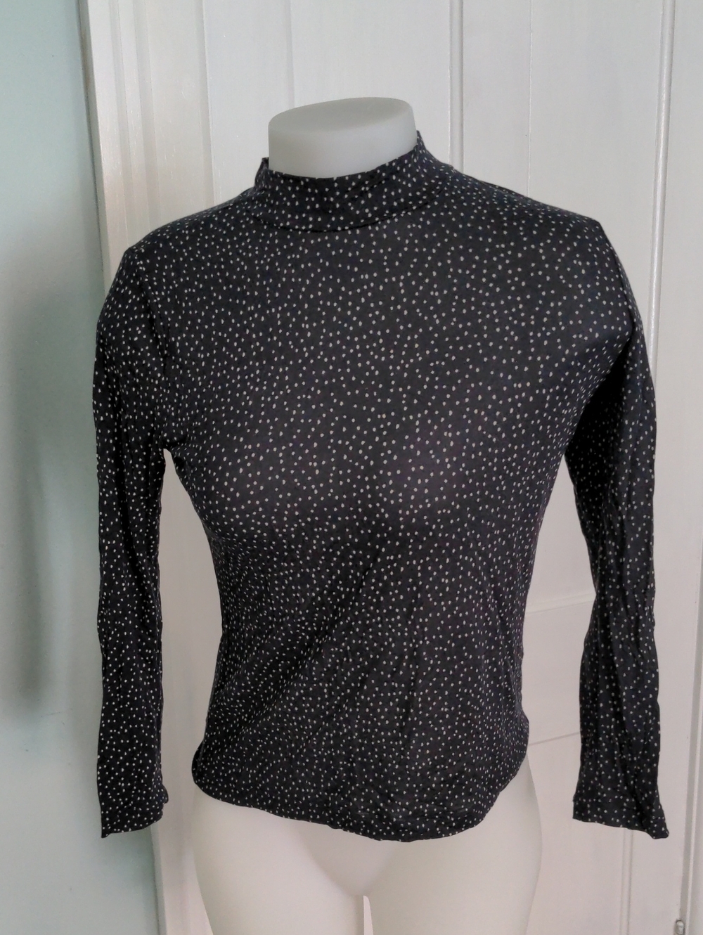 Vince. Saks Fifth Avenue Soft & Lightweight Modal Polka Dot Mock Neck Top Sz Med